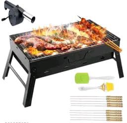 'charcoal grill , Set of 4 - Portable Free-Standing Folding Charcoal Barbecue