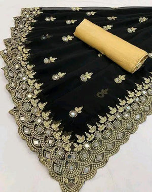 Gabani Fashion Cutwork Mirror Saree