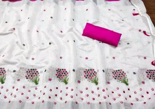 Krivity Brand Bollywood Cotton Linen Saree.
