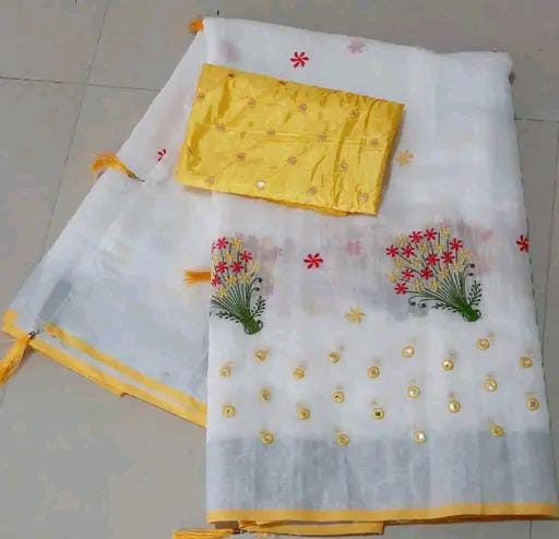 Krivity Brand Bollywood Cotton Linen Saree.