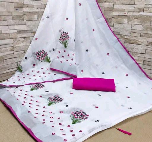 Krivity Brand Bollywood Cotton Linen Saree.