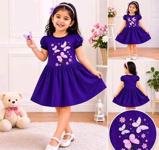 Girls Printed Cotton Frock Dress  Pack of 4