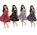 Girls' Floral A-Line Frock Sleeveless Crepe Dress and Casual Wear Frock