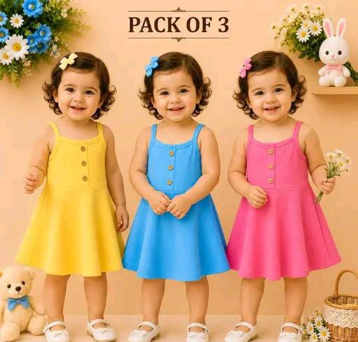 pack of 3 Viscose Rayon frocks for baby girls