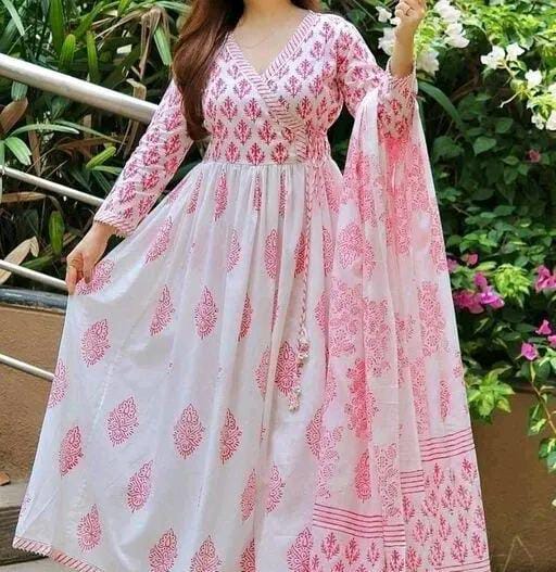PADMINI anarakali kurti and dupatta pink