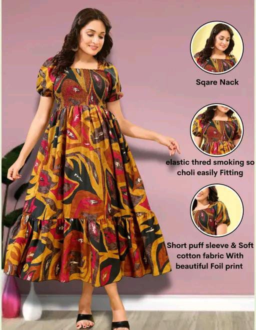 tranding classic fit and flare gathered pleted women dresses
