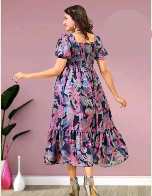 tranding classic fit and flare gathered pleted women dresses