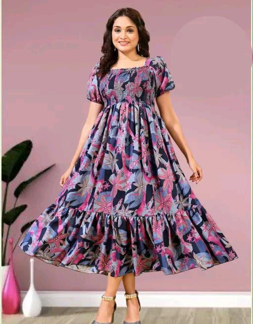 tranding classic fit and flare gathered pleted women dresses