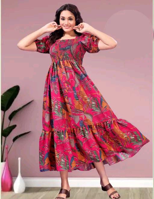 tranding classic fit and flare gathered pleted women dresses