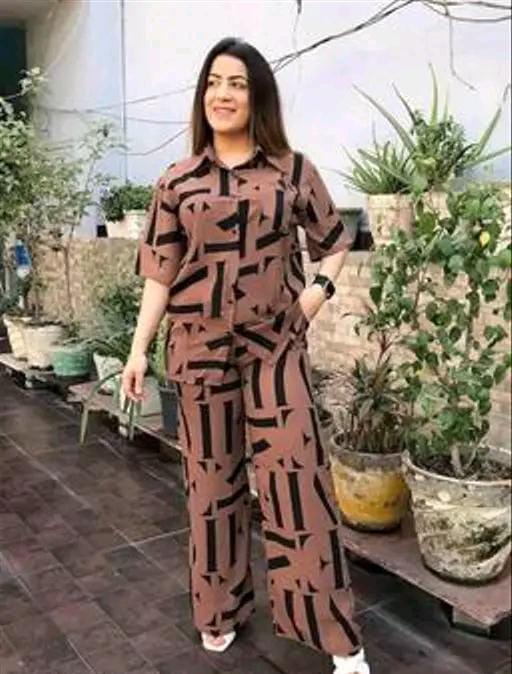 Women Printed Shirt & Trouser  Co-Ords Set
