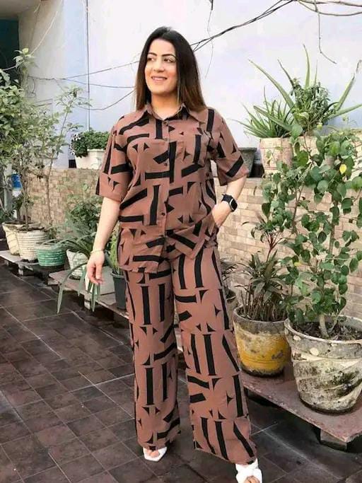 Women Printed Shirt & Trouser  Co-Ords Set