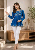 Trendy Women Embroidered Top & Shrug Set | Indo-Western Crop To...