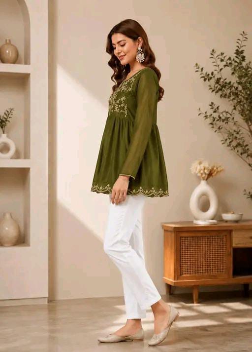 Trendy Women Embroidered Top & Shrug Set | Indo-Western Crop To...