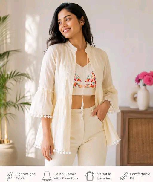 Trendy Women Embroidered Top & Shrug Set | Indo-Western Crop To