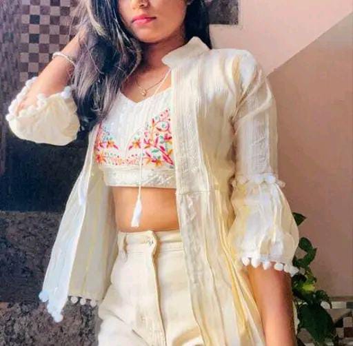 Trendy Women Embroidered Top & Shrug Set | Indo-Western Crop To