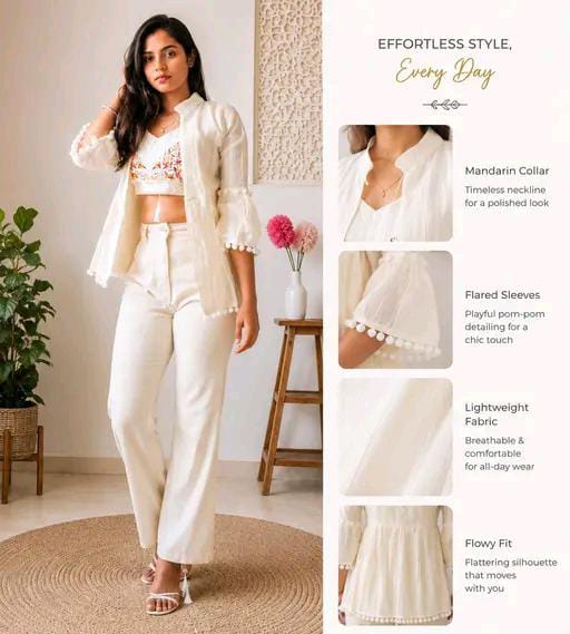 Trendy Women Embroidered Top & Shrug Set | Indo-Western Crop To