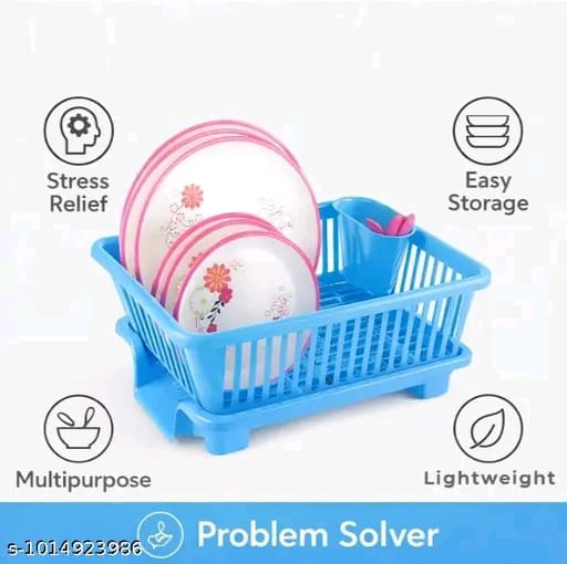 3 in 1 Large Durable Plastic Kitchen Sink Dish Rack Drainer Drying Ra
