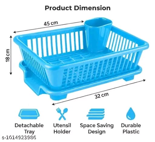 3 in 1 Large Durable Plastic Kitchen Sink Dish Rack Drainer Drying Ra