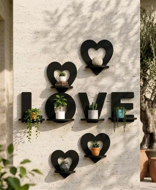 Premium MDF Butterfly Love Wall Shelf Set for Home Decoration pack of 8