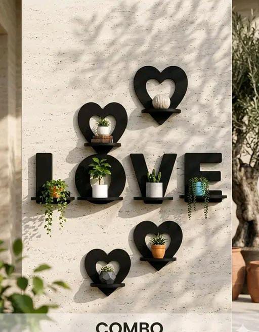 Premium MDF Butterfly Love Wall Shelf Set for Home Decoration pack of 8