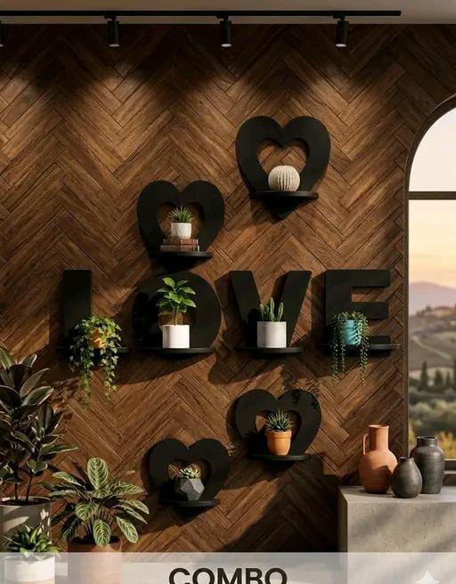 Premium MDF Butterfly Love Wall Shelf Set for Home Decoration pack of 8