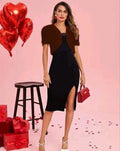 Classy Fashion Women's Solid Color Cropped Puff Sleeve Short