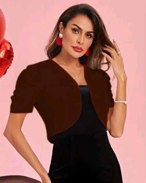 Classy Fashion Women's Solid Color Cropped Puff Sleeve Short