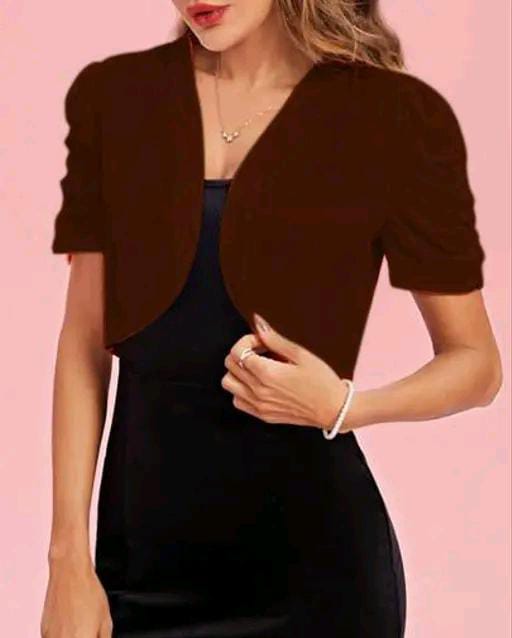 Classy Fashion Women's Solid Color Cropped Puff Sleeve Short