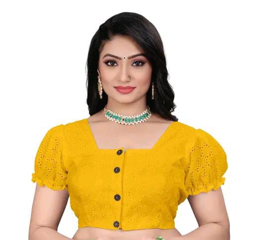 Women's Pure Cotton Blouse With Sweetheart Neck & Puff Sleeve, R...