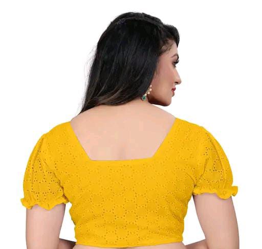 Women's Pure Cotton Blouse With Sweetheart Neck & Puff Sleeve, R...