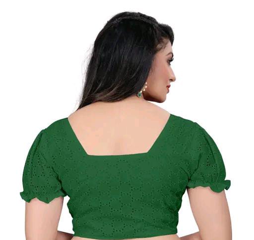 Women's Pure Cotton Blouse With Sweetheart Neck & Puff Sleeve, R...