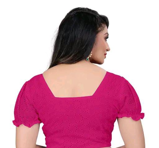 Women's Pure Cotton Blouse With Sweetheart Neck & Puff Sleeve, R...