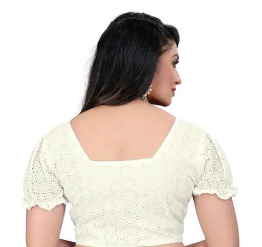 Women's Pure Cotton Blouse With Sweetheart Neck & Puff Sleeve, R...