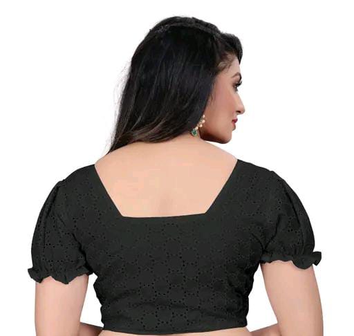 Women's Pure Cotton Blouse With Sweetheart Neck & Puff Sleeve, R...