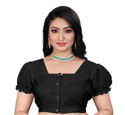 Women's Pure Cotton Blouse With Sweetheart Neck & Puff Sleeve, R...