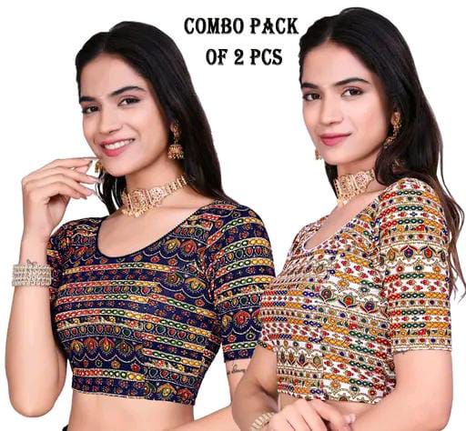 Round Neck Aztec Print Pattern Elbow Sleeves Full Stretchable Bl...