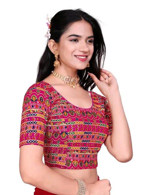 Round Neck Aztec Print Pattern Elbow Sleeves Full Stretchable Bl...
