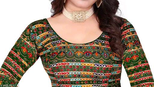 Round Neck Aztec Print Pattern Elbow Sleeves Full Stretchable Bl...