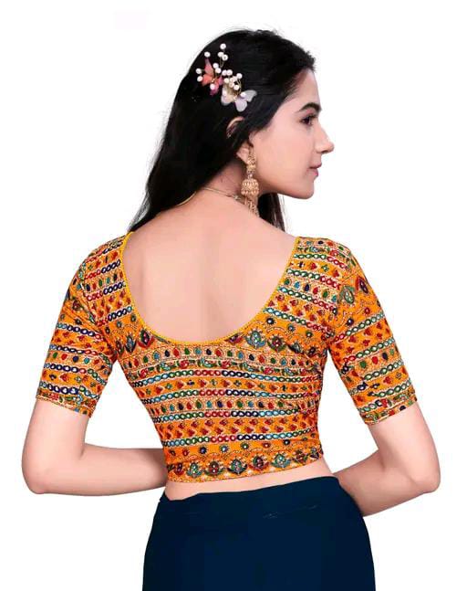 Round Neck Aztec Print Pattern Elbow Sleeves Full Stretchable Bl...