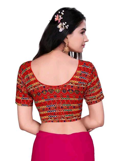 Round Neck Aztec Print Pattern Elbow Sleeves Full Stretchable Bl...