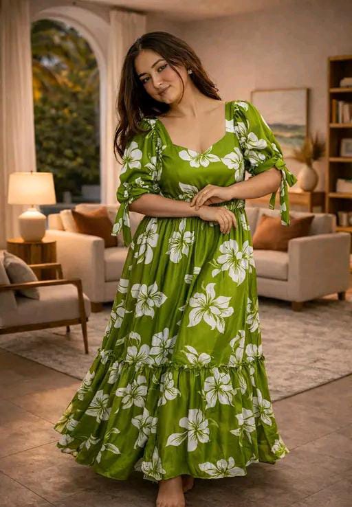 NEW RAYON PRINTED GOWN FOR WOMEN