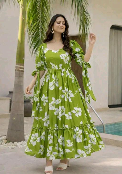 NEW RAYON PRINTED GOWN FOR WOMEN