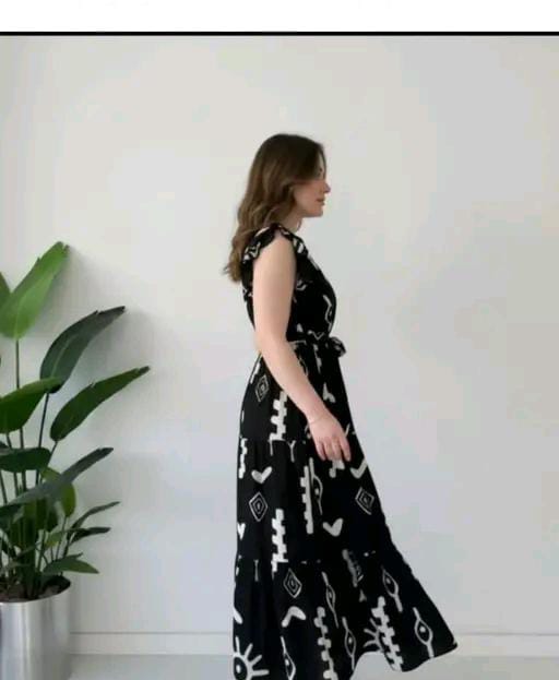 Stylish Women Teal Green Abstract Printed Gown | Flared Party Wear