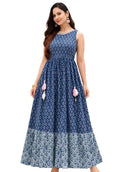 Printed Smocked Tier Dress With Sleeves | Squar Neck Dress | Late