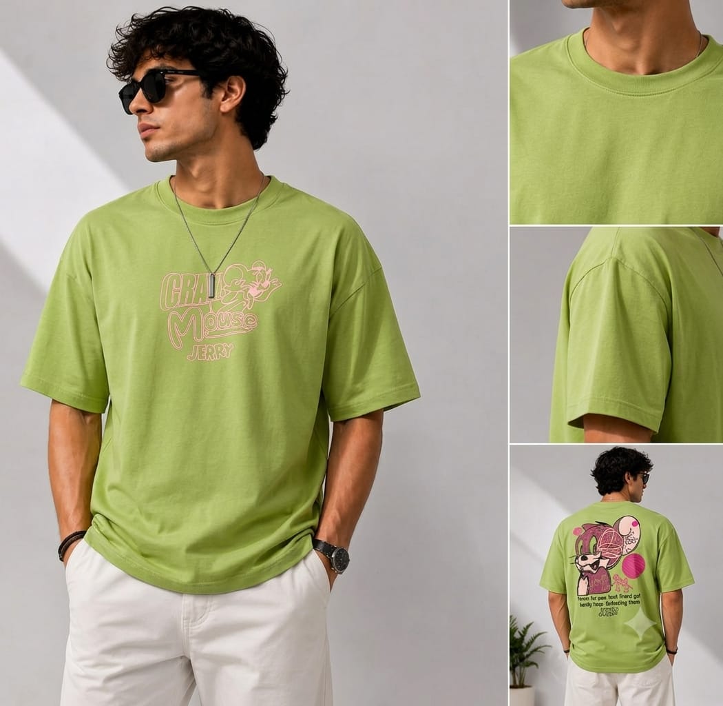 Olive Green Heavy Cotton Round Neck T-Shirt