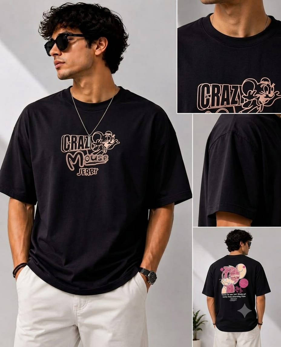 Heavy Cotton 'Lehra' Black Round-Neck T-Shirt – Stretchable and Flexible