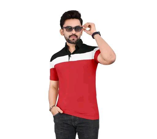 Men Solid Polo Neck T Shirts Pista Black and White Patta