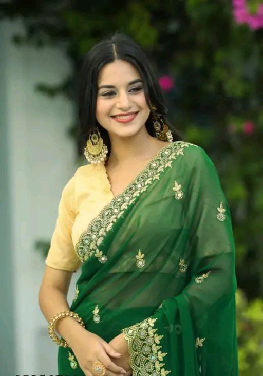 Gabani Fashion Cutwork Mirror Saree