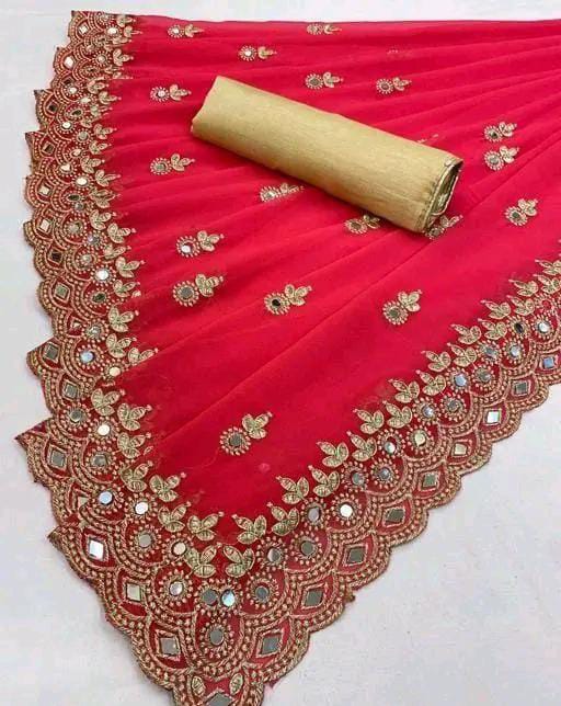 Gabani Fashion Cutwork Mirror Saree