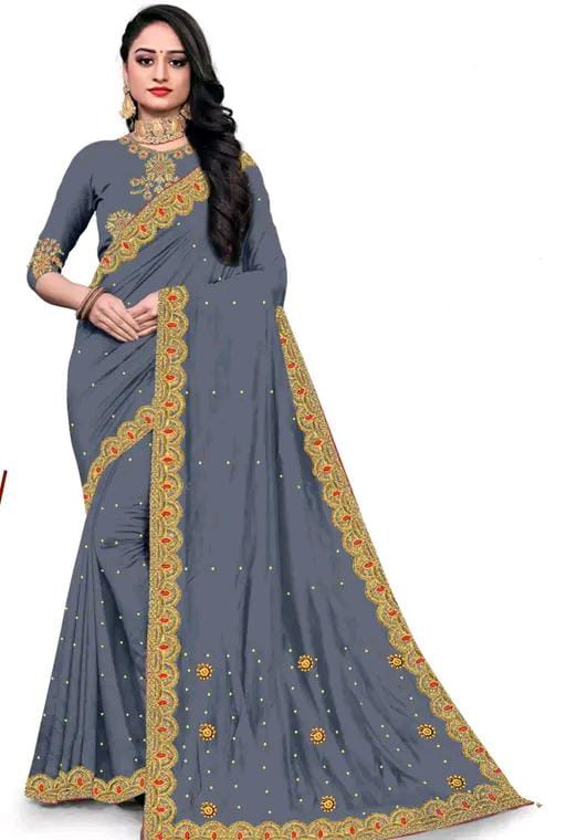 Gabani Fashion Cutwork Mirror Saree